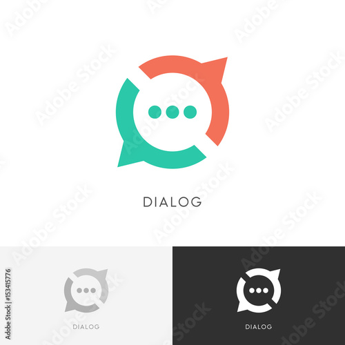 Dialog cycle logo - colored chat symbol. Conversation, discussion and talk vector icon.