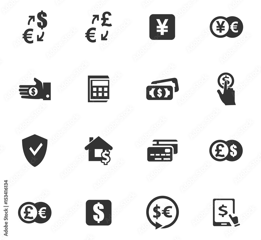 Currency exchange icons set Currency exchange icons set