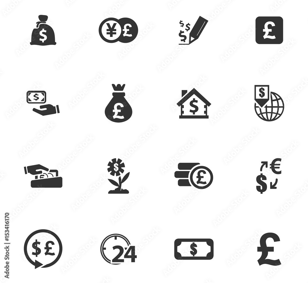 Currency exchange icons set