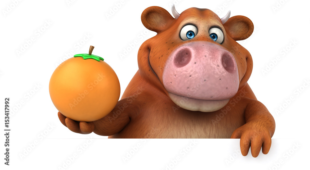 Naklejka premium Fun cow - 3D Illustration