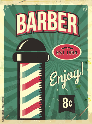 Φωτογραφία Grunge retro metal sign with barber pole