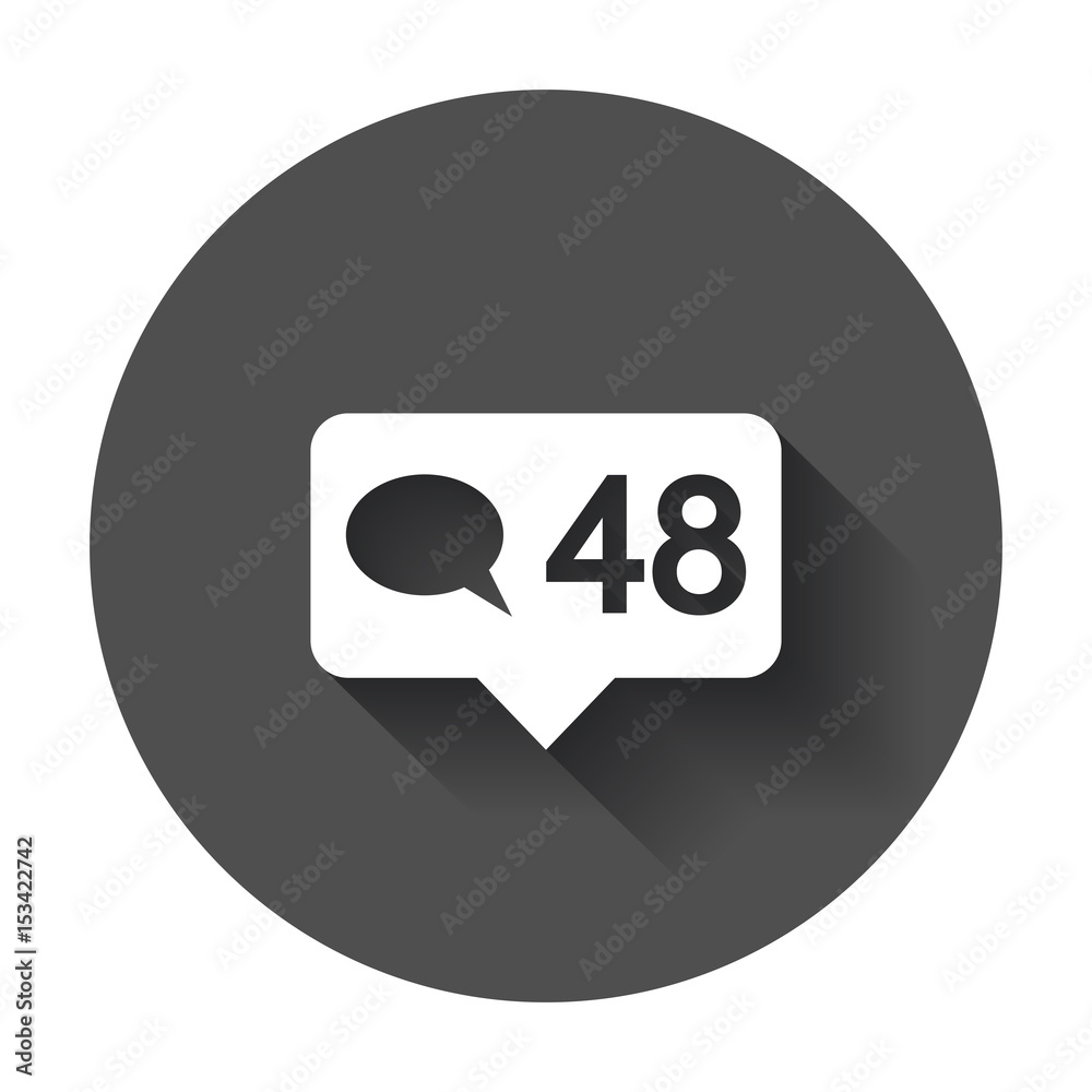Like, comment, follower icon. Flat vector illustration with long shadow. Like, comment, follower icon. Flat vector illustration with long shadow.