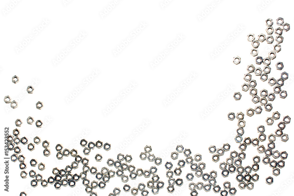 Nuts and bolts closeup on plain background Nuts and bolts closeup on plain background
