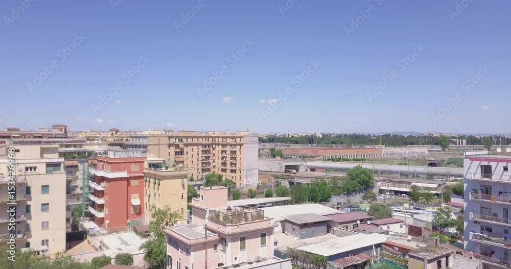 aereal view of est part rome city and tiburtina station by Pigneto