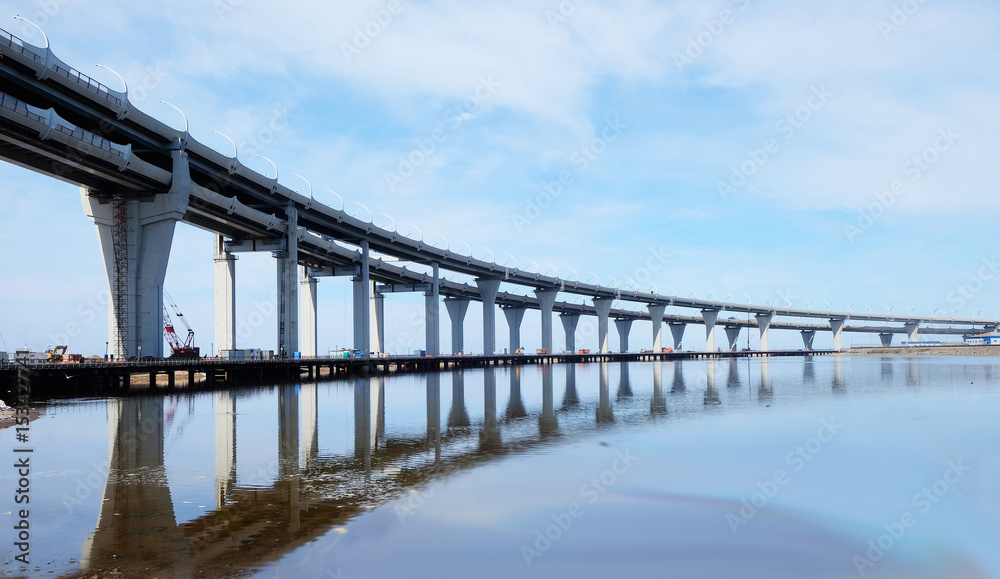 curved viaduct with the highway above the sea surface curved viaduct with the highway above the sea surface