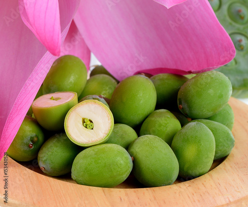 lotus seed pod and  petal lotus flower isolated on white background photo