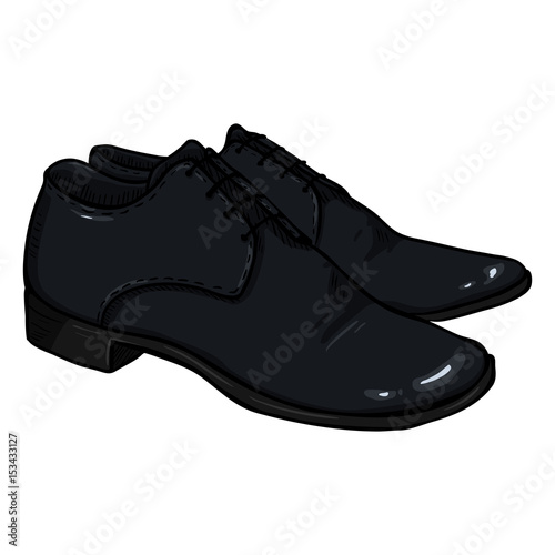 Vector Cartoon Illustration - Pair of Leather Men Shoes