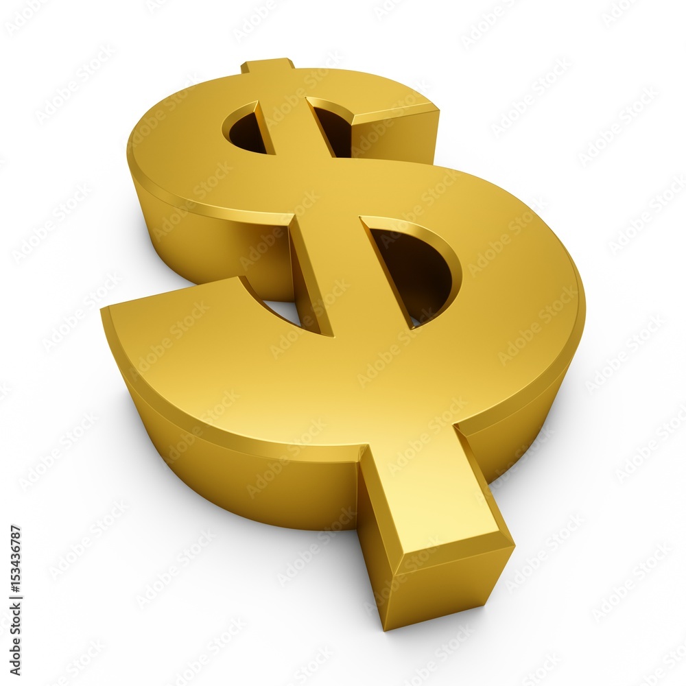 3D Rendering golden Dollar Sign isolated on white background 3D Rendering golden Dollar Sign isolated on white background