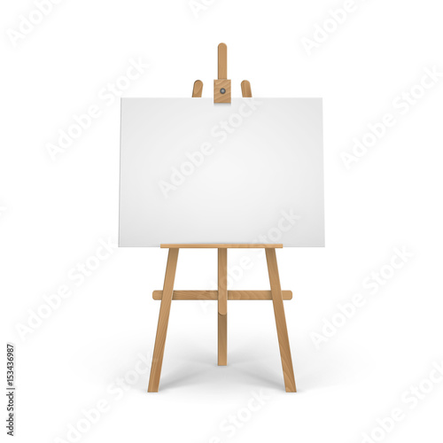 Wooden Brown Sienna Easel with Mock Up Empty Blank Canvas Isolated on Background