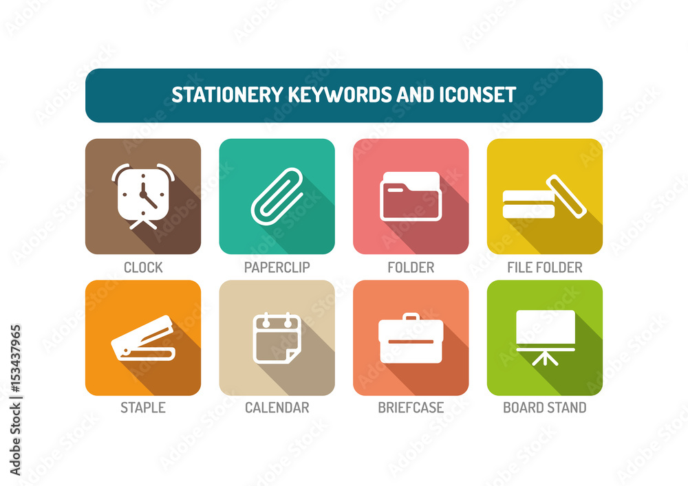 Stationery Flat Icon Set