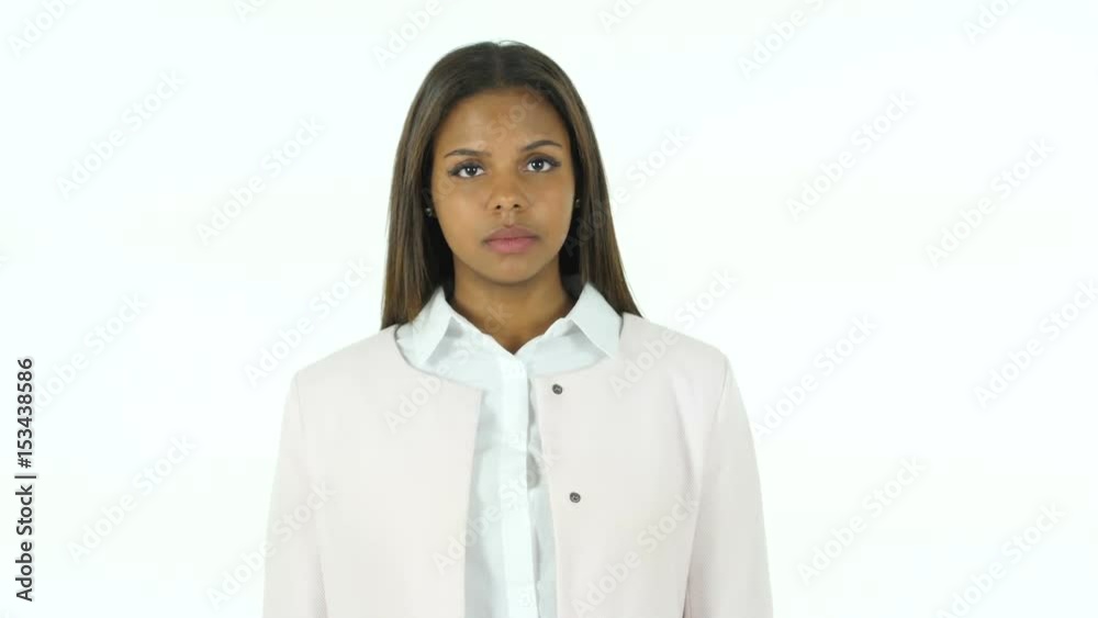 Upset Sad Afro-American Woman, White Background Upset Sad Afro-American Woman, White Background