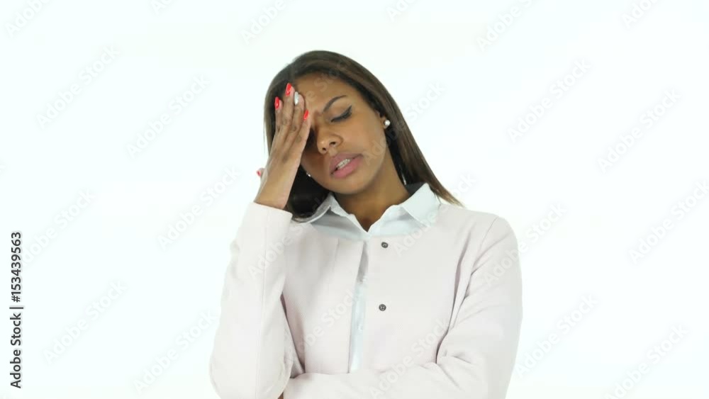 Gesture of Failure by Serious Afro-American Woman, White Background Gesture of Failure by Serious Afro-American Woman, White Background