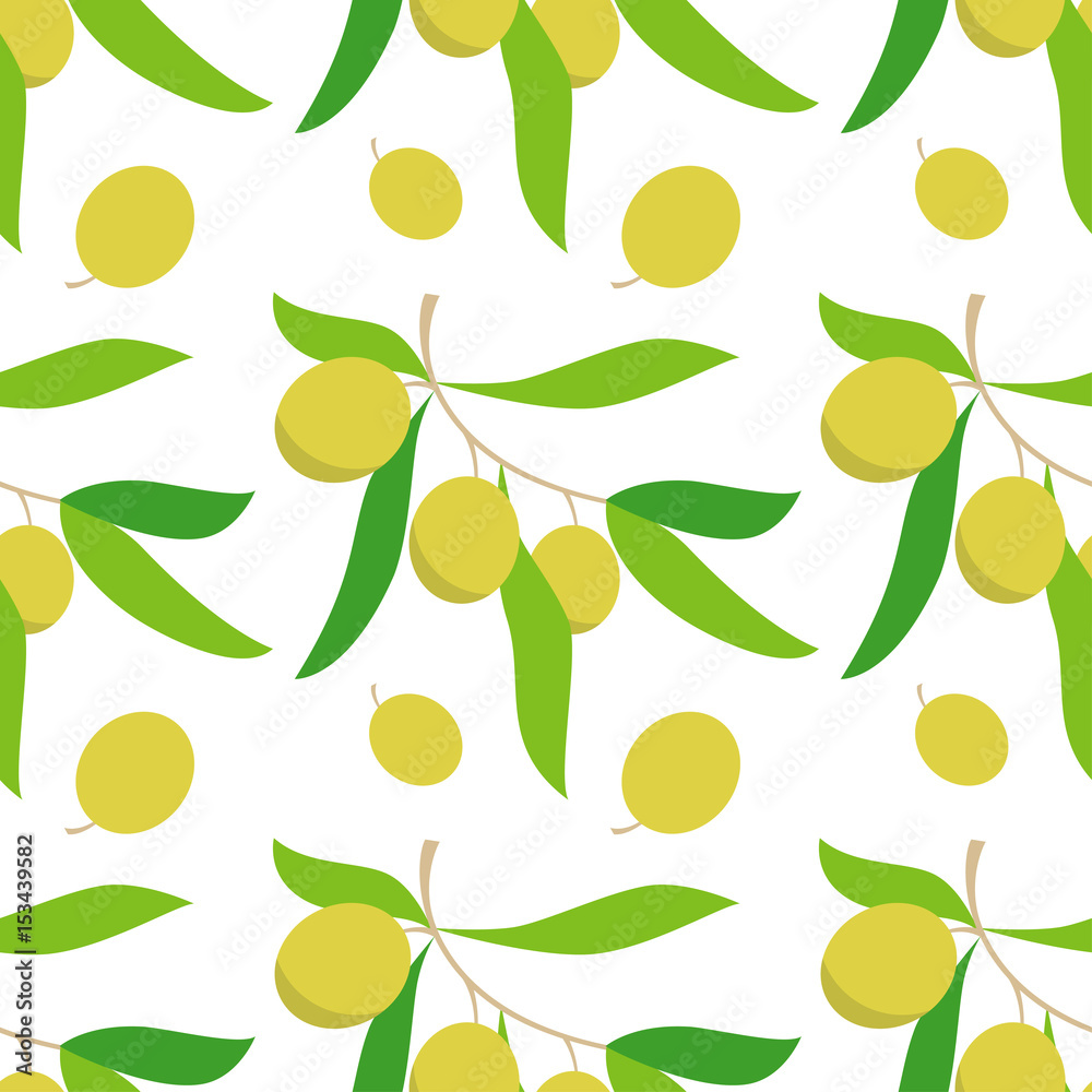 Olive seamless pattern. Vector illustration.
