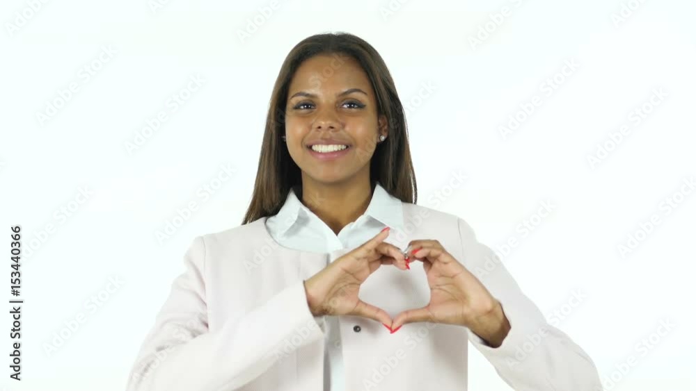 Heart Shape by Afro-American Woman, White Background Heart Shape by Afro-American Woman, White Background