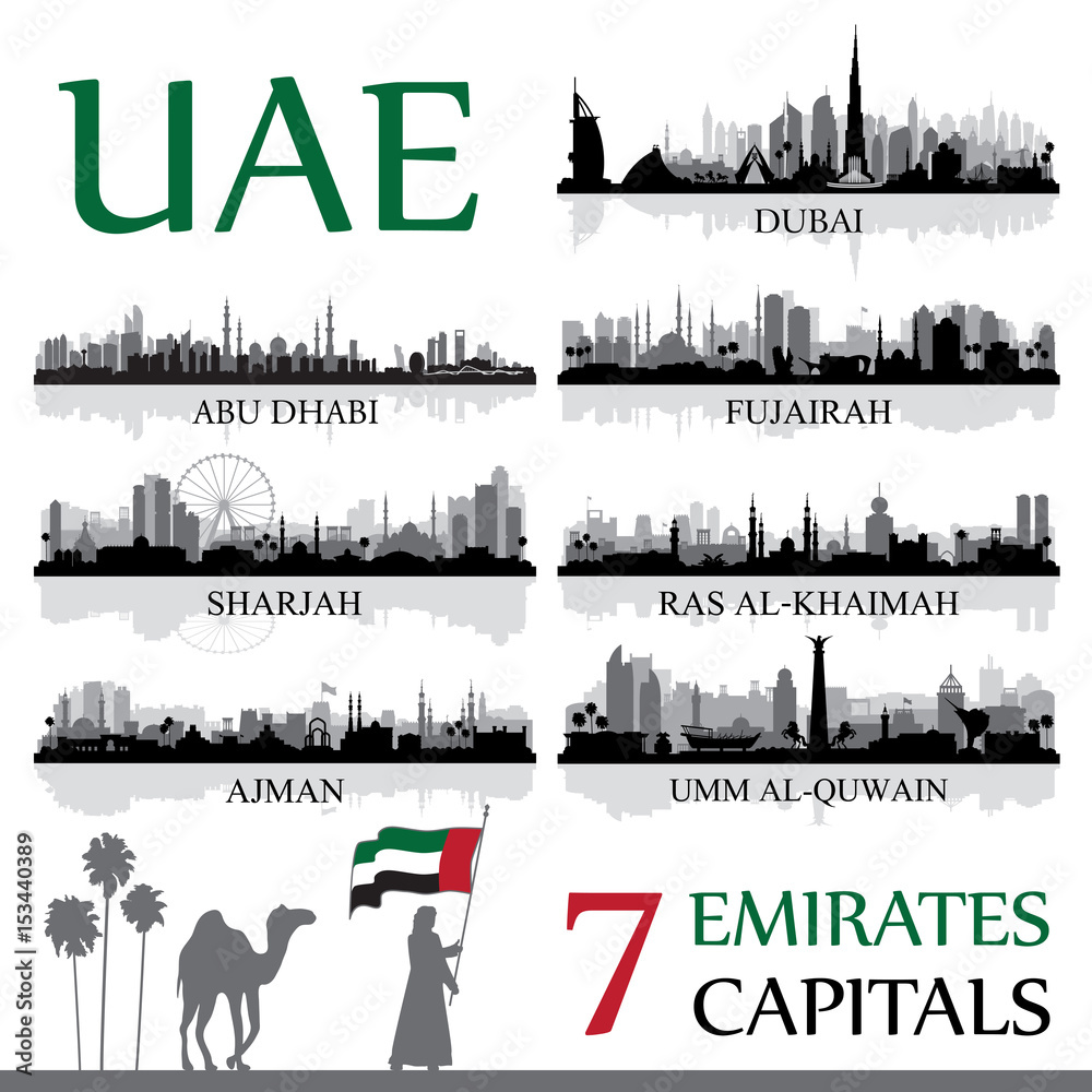 Fototapeta premium All the capital cities of the United Arab Emirates