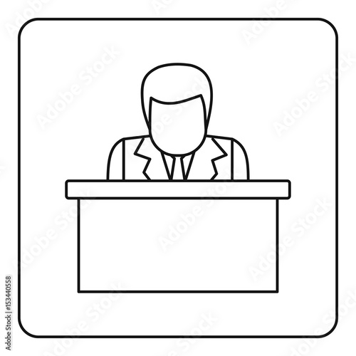 Orator speaking from tribune icon outline