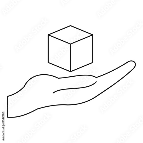 Cube 3d model icon outline