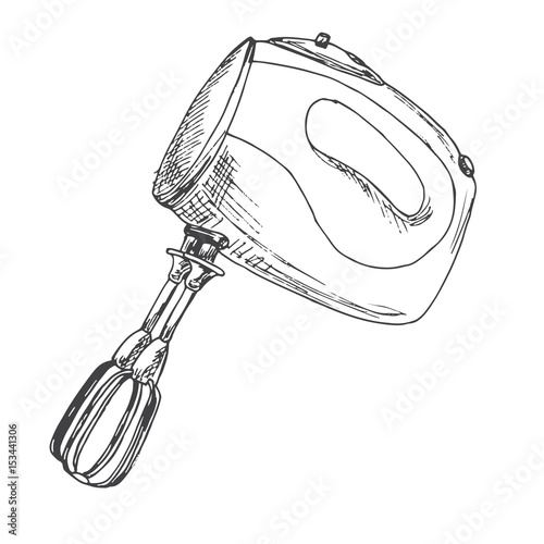 Mixer isolated on white background. Vector illustration of a sketch style.