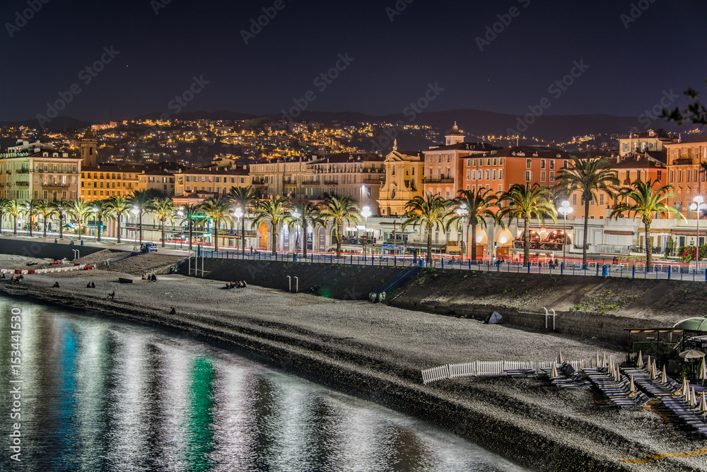 Obraz premium Promenade des Anglais nocturne, Nice
