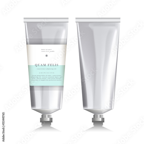 Blank realistic tube for cosmetics. White background.