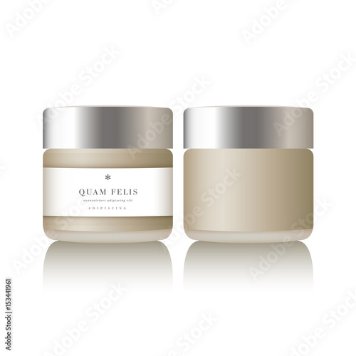 Realistic blank cosmetic container for cream in white background.