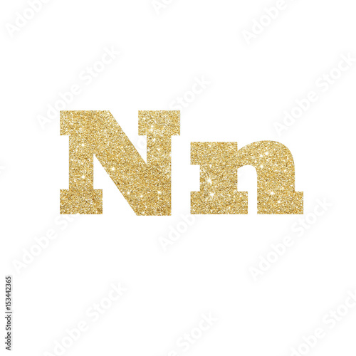 Letter "n" of gold glittering stars dust trail (glittering font concept)