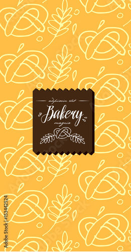 Vector set of design templates and elements for bakery with design label.