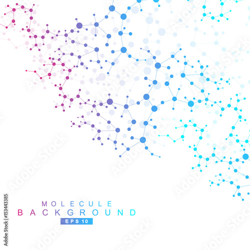 Structure molecule and communication. Dna  atom  neurons. Scientific concept for your design. Connected lines with dots. Medical  technology  chemistry  science background. Vector illustration.