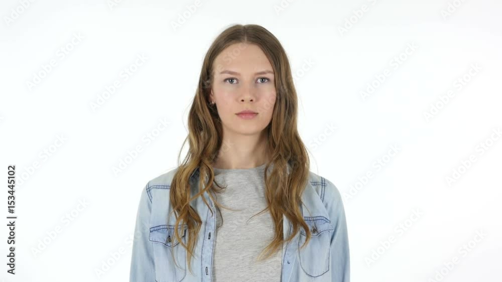 Portrait of Young Woman, White Background Portrait of Young Woman, White Background