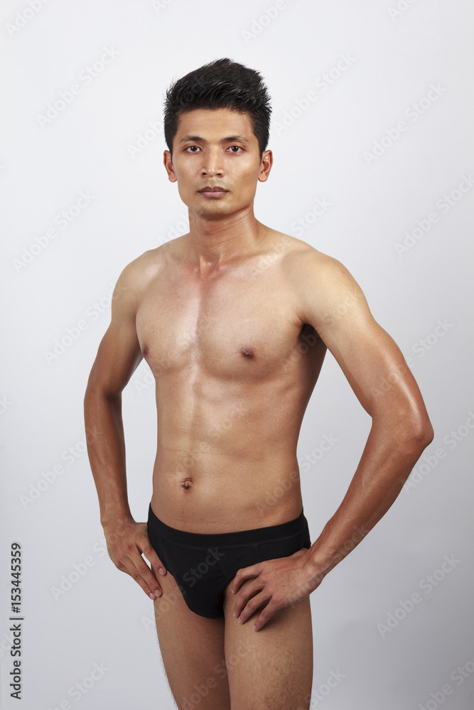 attractive male body with black underwear