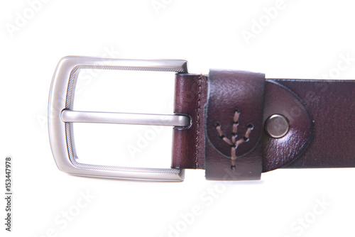 leather belt brown color isolated on white background