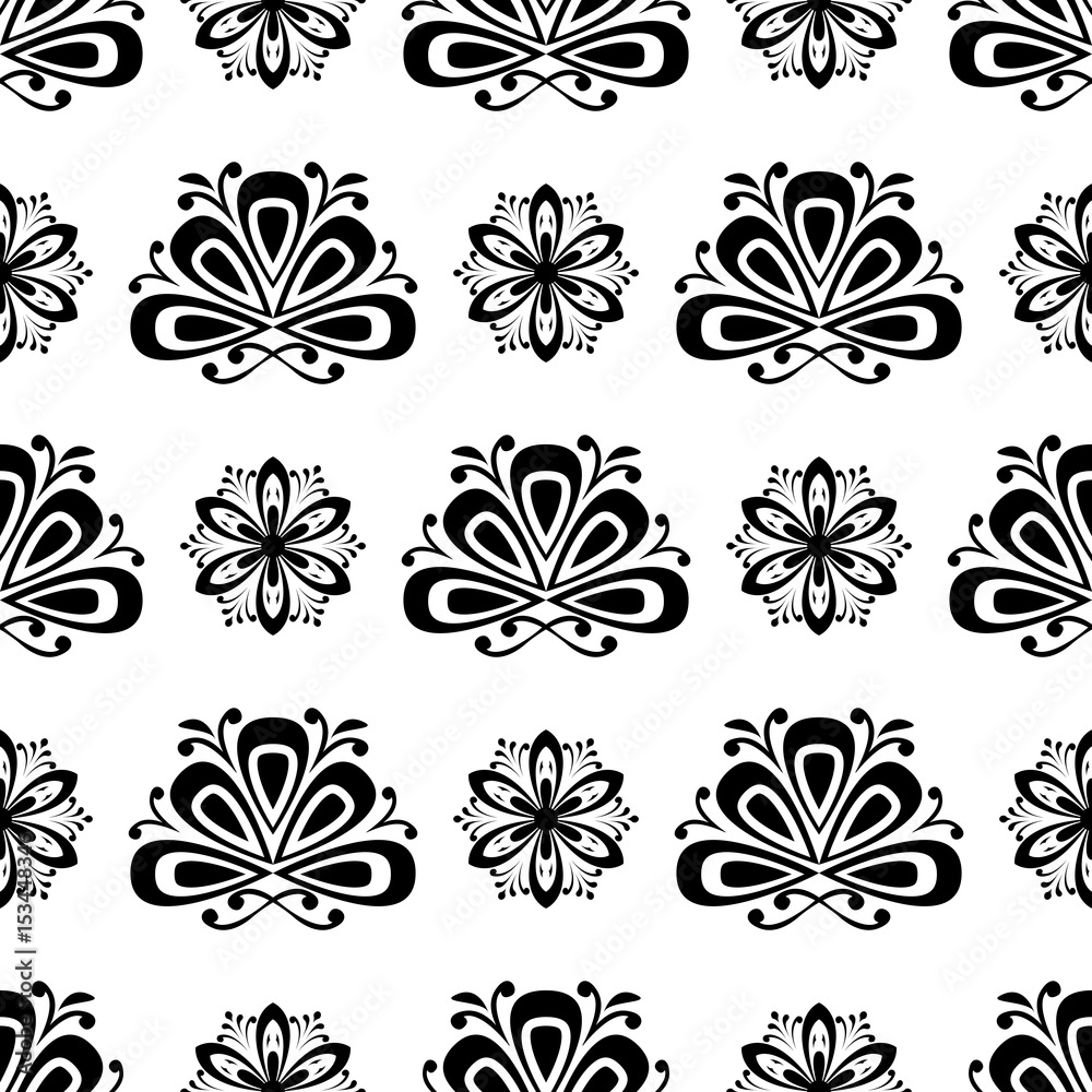 Seamless floral black and white background Seamless floral black and white background