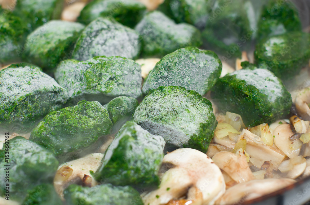 Spinach and mushrooms. Spinach and mushrooms.