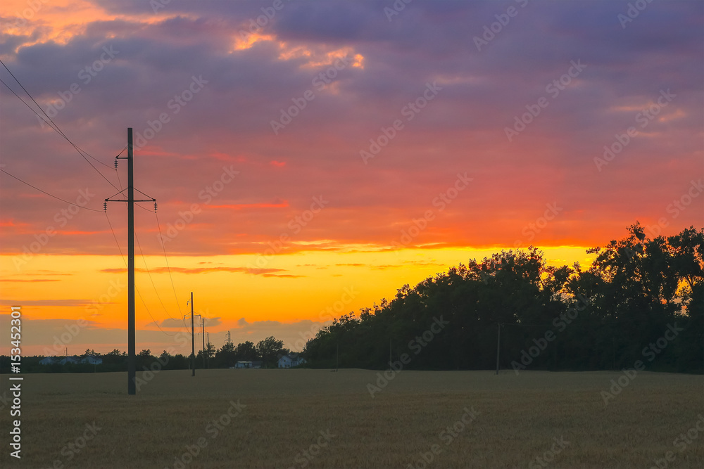 Naklejka premium Summer evening sky - warm background