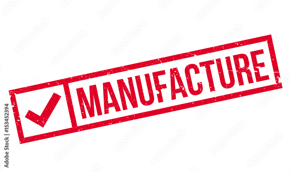 Manufacture rubber stamp. Grunge design with dust scratches. Effects can be easily removed for a clean, crisp look. Color is easily changed.