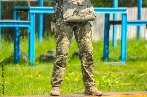 paratrooper training jump from parachute