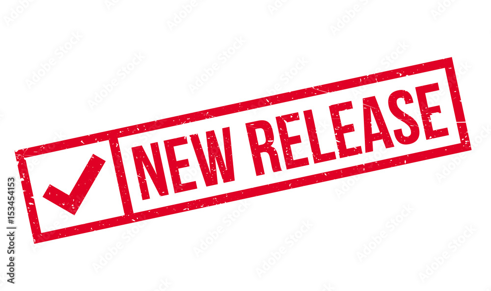 New Release rubber stamp. Grunge design with dust scratches. Effects can be easily removed for a clean, crisp look. Color is easily changed.