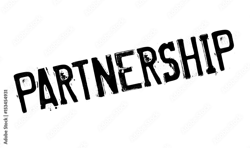 Partnership rubber stamp. Grunge design with dust scratches. Effects can be easily removed for a clean, crisp look. Color is easily changed.