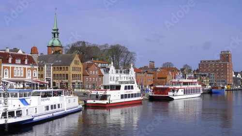 Urlaub Idylle Hafen Panorama Kappel Schlei mit Booten  photo