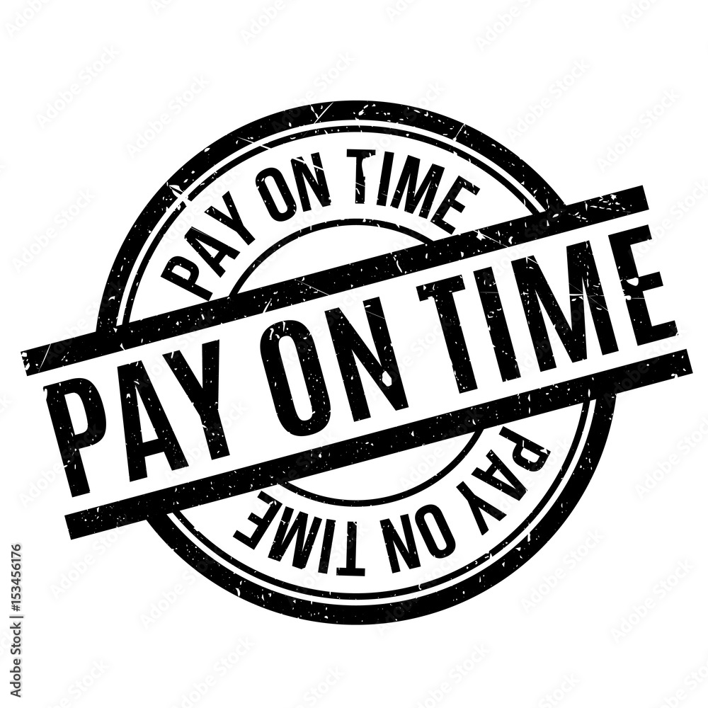 Pay On Time rubber stamp. Grunge design with dust scratches. Effects can be easily removed for a clean, crisp look. Color is easily changed. Pay On Time rubber stamp. Grunge design with dust scratches. Effects can be easily removed for a clean, crisp look. Color is easily changed.