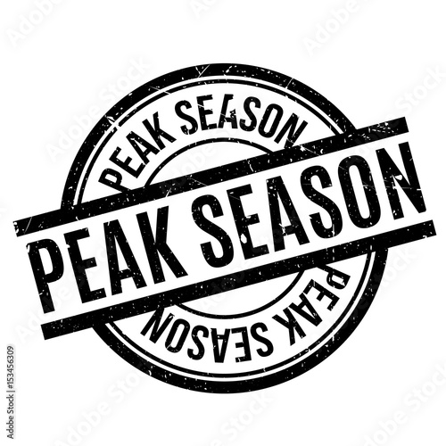 Peak Season rubber stamp. Grunge design with dust scratches. Effects can be easily removed for a clean, crisp look. Color is easily changed.