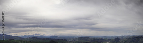 Panorama of a gloomy sky with storm clouds