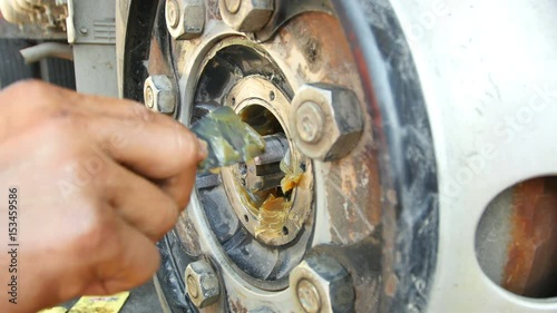 Maintenance and cleaning wheel bearings. of heavy trucks
