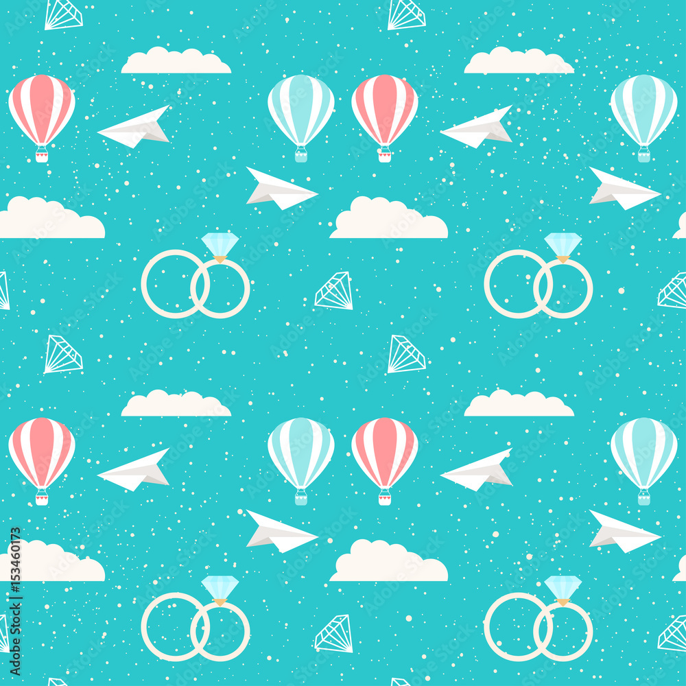 Fototapeta premium Wedding decor. Bridal seamless pattern background for wedding card, invitation, wallpaper