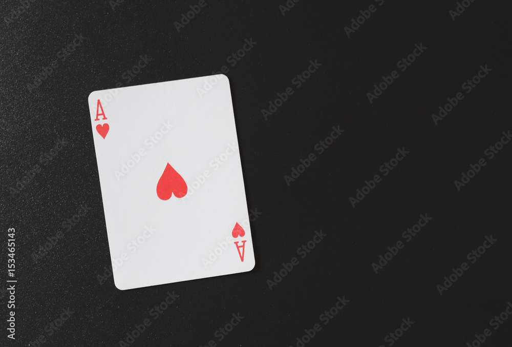 Ace of hearts on a black background, playing cards, copyspace for you marketing text horizontal photo Ace of hearts on a black background, playing cards, copyspace for you marketing text horizontal photo