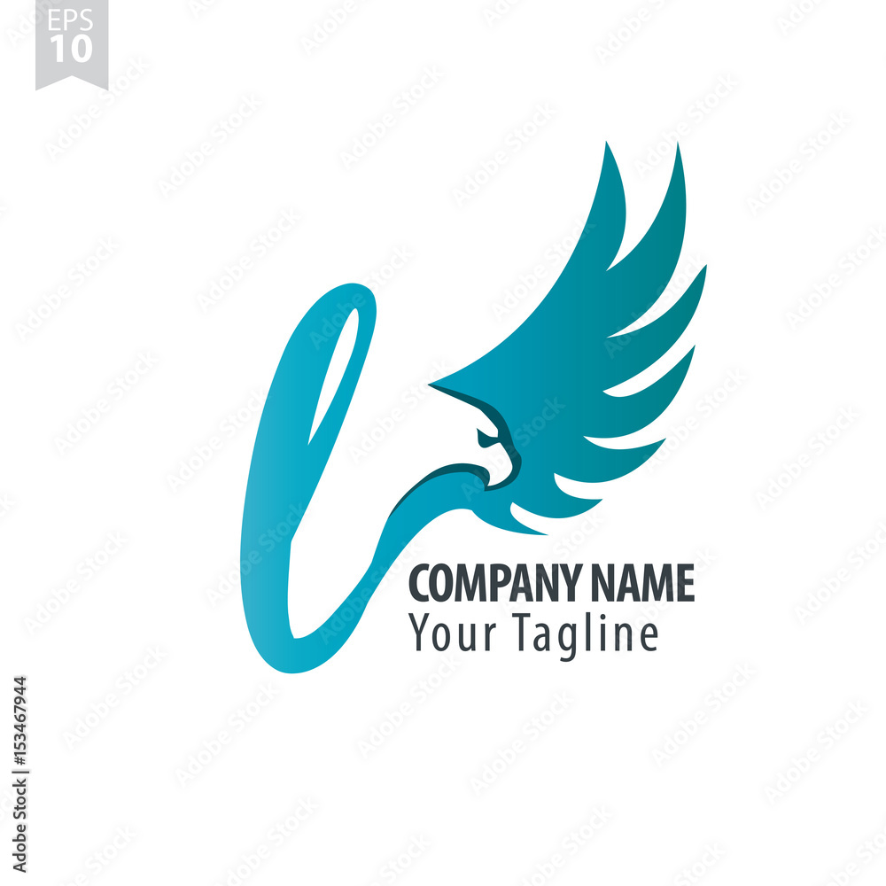 Fototapeta premium Initial Letter L Logo With Eagle or Hawk Icon Design Template
