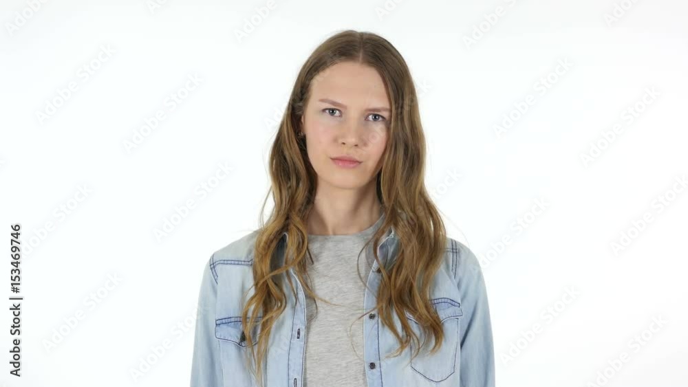 Shaking Head to Reject, Woman on White Background Shaking Head to Reject, Woman on White Background
