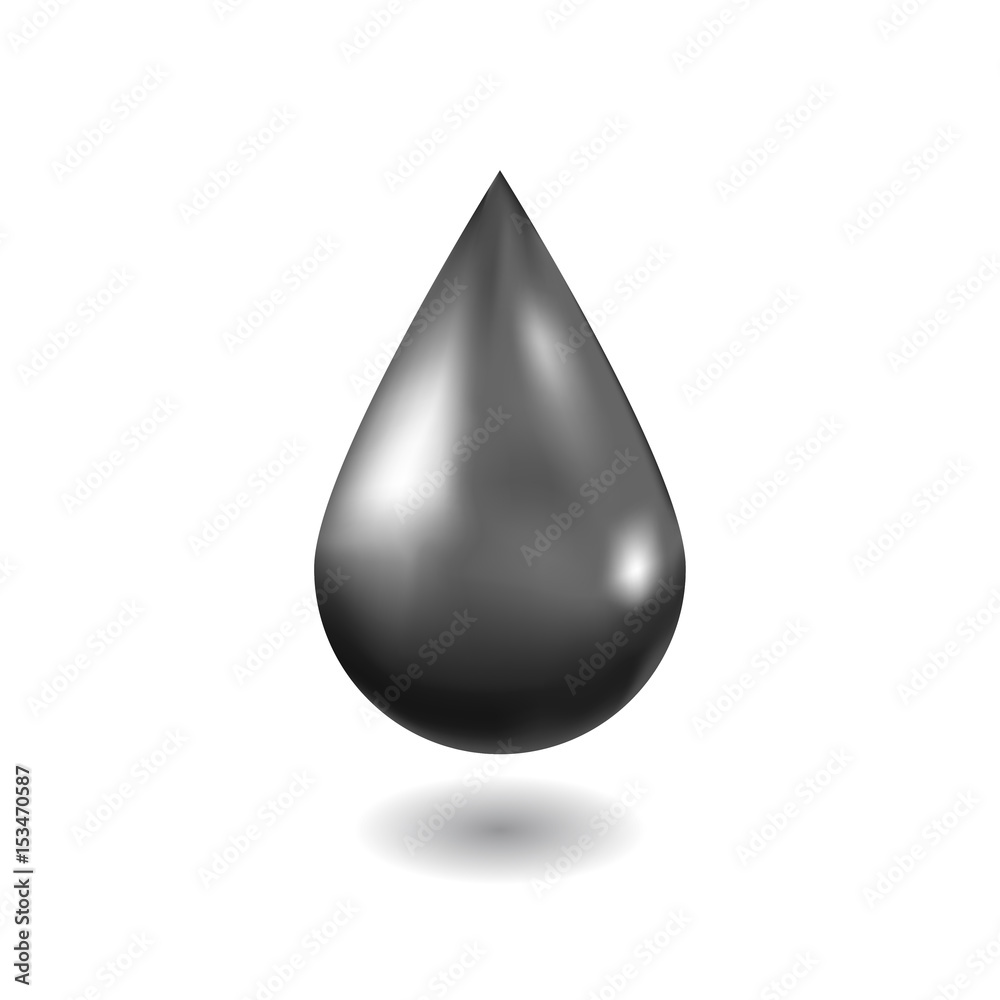 Realistic black oil drop. Isolated on white background. Vector illustration. Realistic black oil drop. Isolated on white background. Vector illustration.