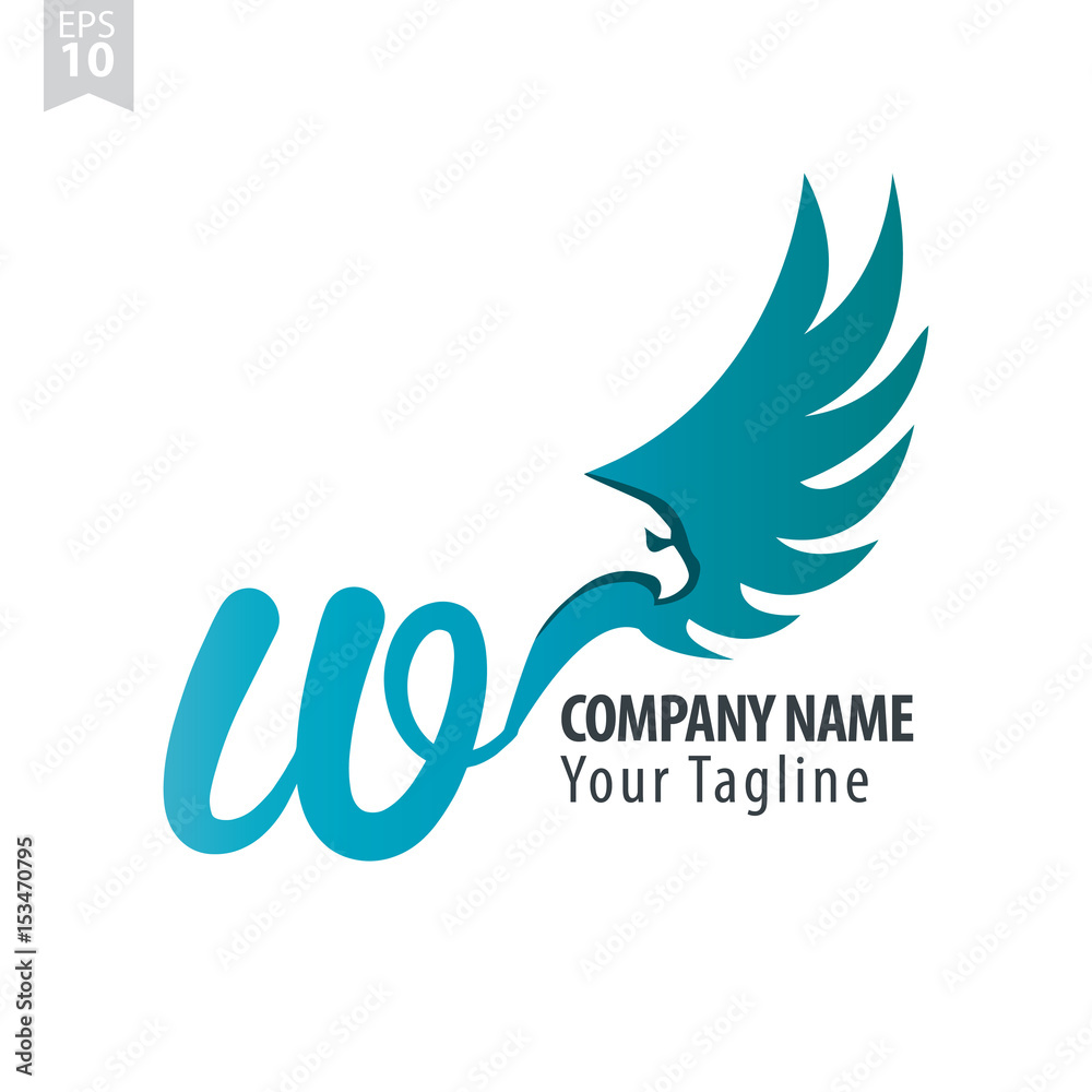 Initial Letter W Logo With Eagle or Hawk Icon Design Template Initial Letter W Logo With Eagle or Hawk Icon Design Template