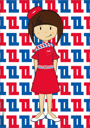 Cartoon Retro Air Stewardess